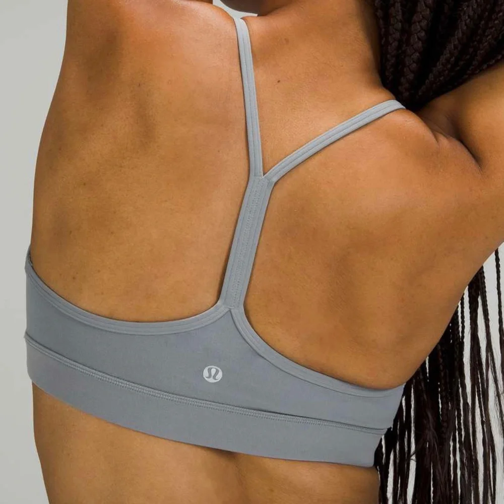 Lululemon Flow Light Blue Gray Flow Y Nulu Sports Bra Size 8 Women W2ASYS